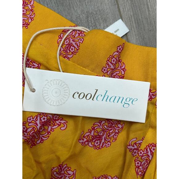 Cool Change Womens Yellow Red Paisley Elastic Waist Ruffle Hem Midi Skirt Size S - Picture 4 of 8